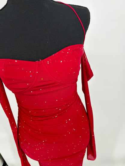 Women’s Red Sequin Strapless Evening Gown size xs