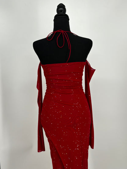 Women’s Red Sequin Strapless Evening Gown size xs