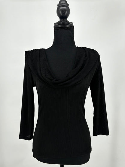 Women's Black Slim Fit Top – 3/4 Sleeves, Size S