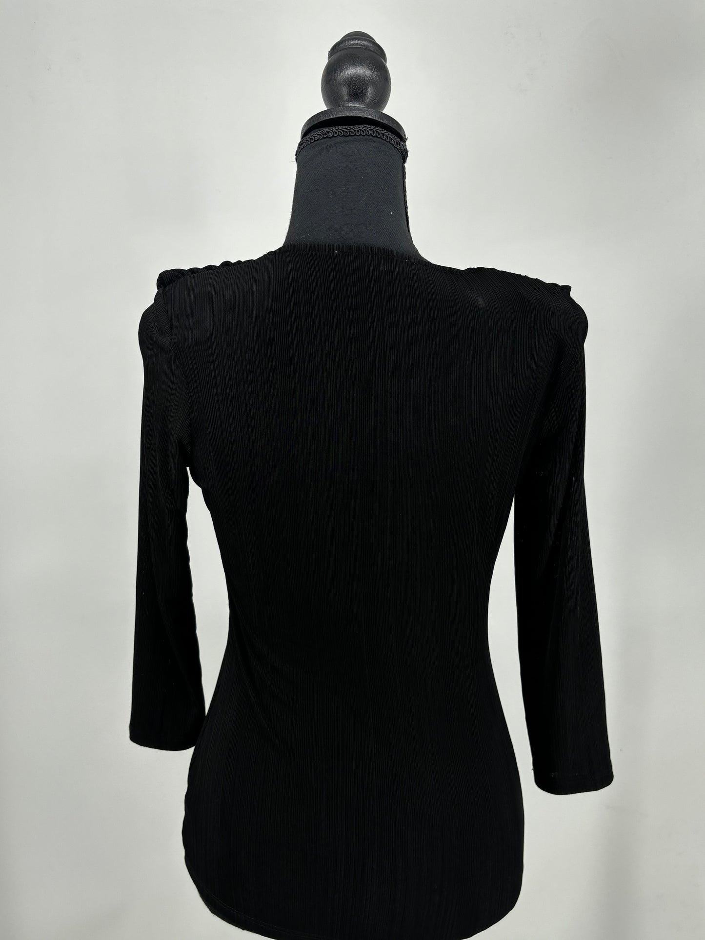 Women's Black Slim Fit Top – 3/4 Sleeves, Size S