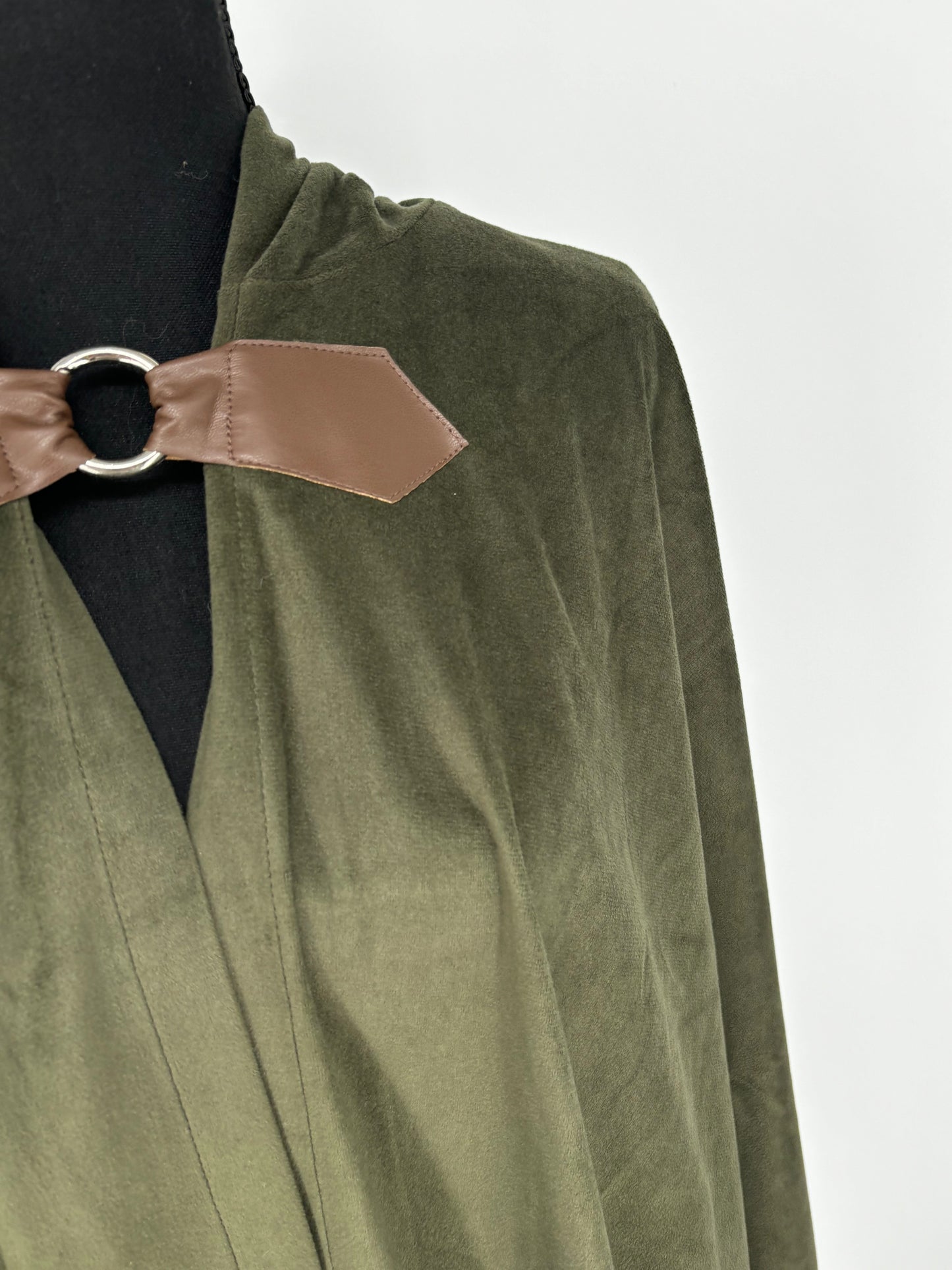Dark Green Velvet Hooded Cape