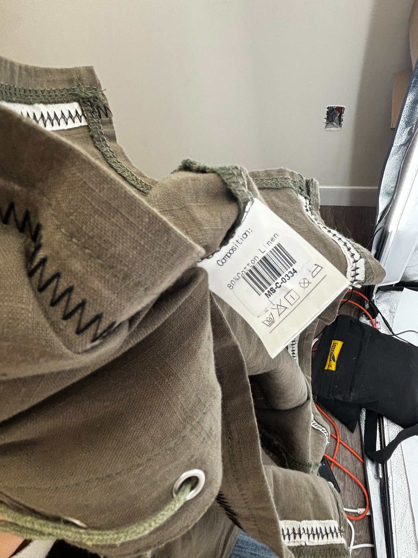 Dark Green Linen Long Sleeve Dress – Size M