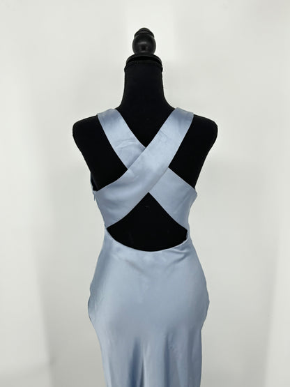 ZARA Women's Blue Silk Cami Maxi Dress – Size S