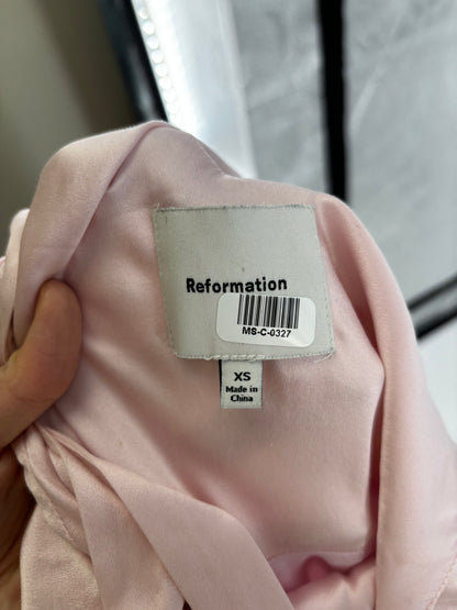 Women's Light Pink Tie-Waist Silk Fitted Dress – Size XS