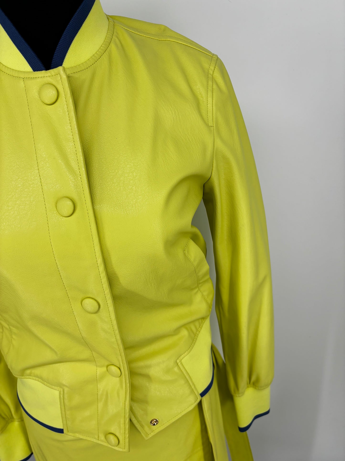 Women's Neon Green Two-Piece Set (Long Sleeve Top & Skirt) – Size XS