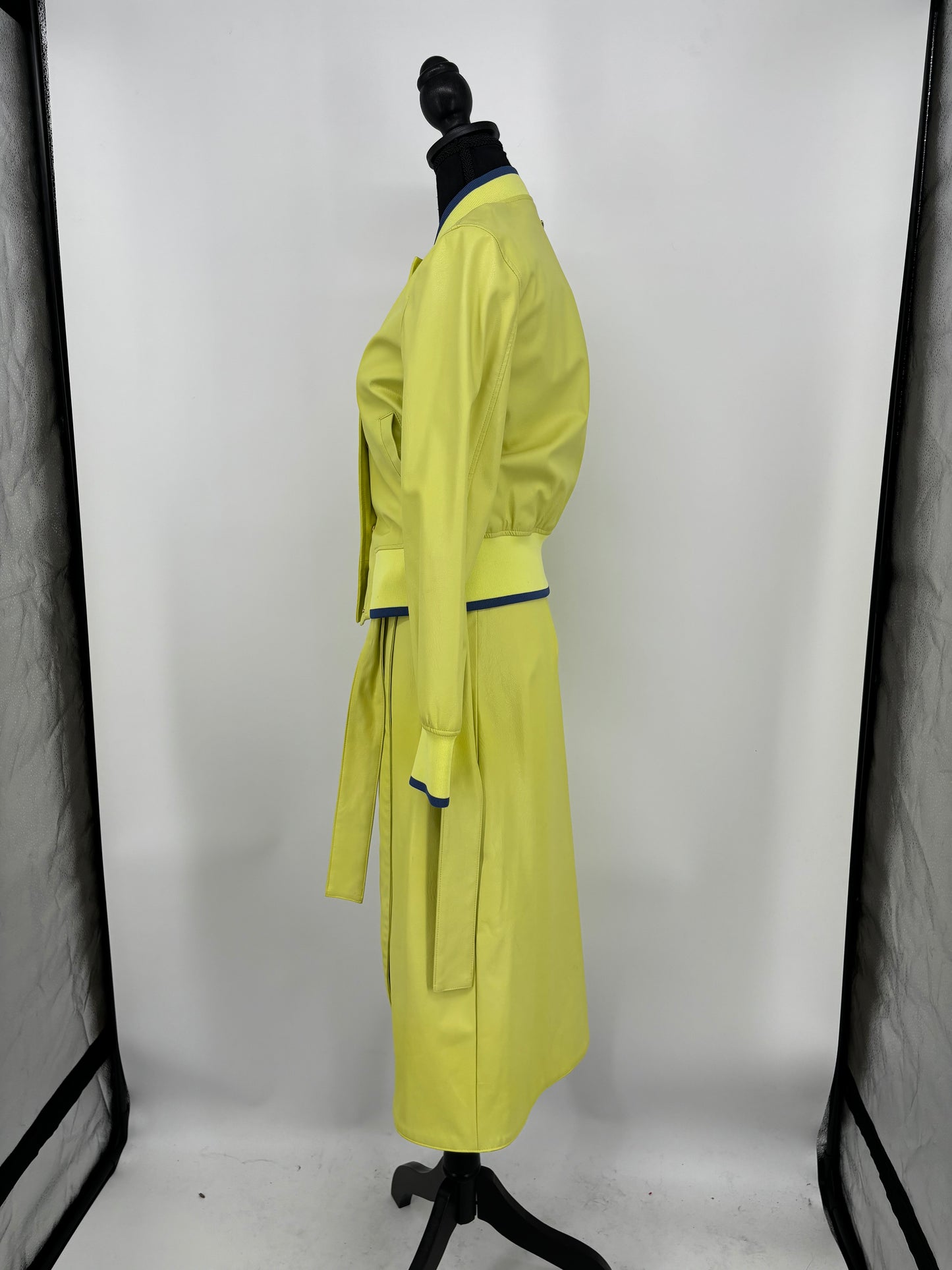 Women's Neon Green Two-Piece Set (Long Sleeve Top & Skirt) – Size XS