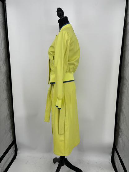 Women's Neon Green Two-Piece Set (Long Sleeve Top & Skirt) – Size XS