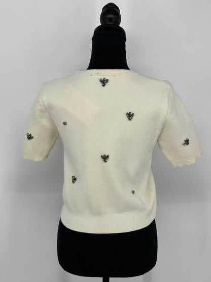 ZARA Women's White Short-Sleeve Crop Top – Size S