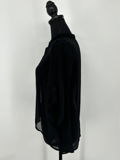 Women's Black See-Through Mesh Blouse – Size Small