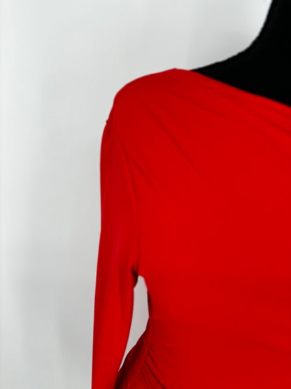 Women's Red One-Shoulder Long Sleeve Dress – Size S