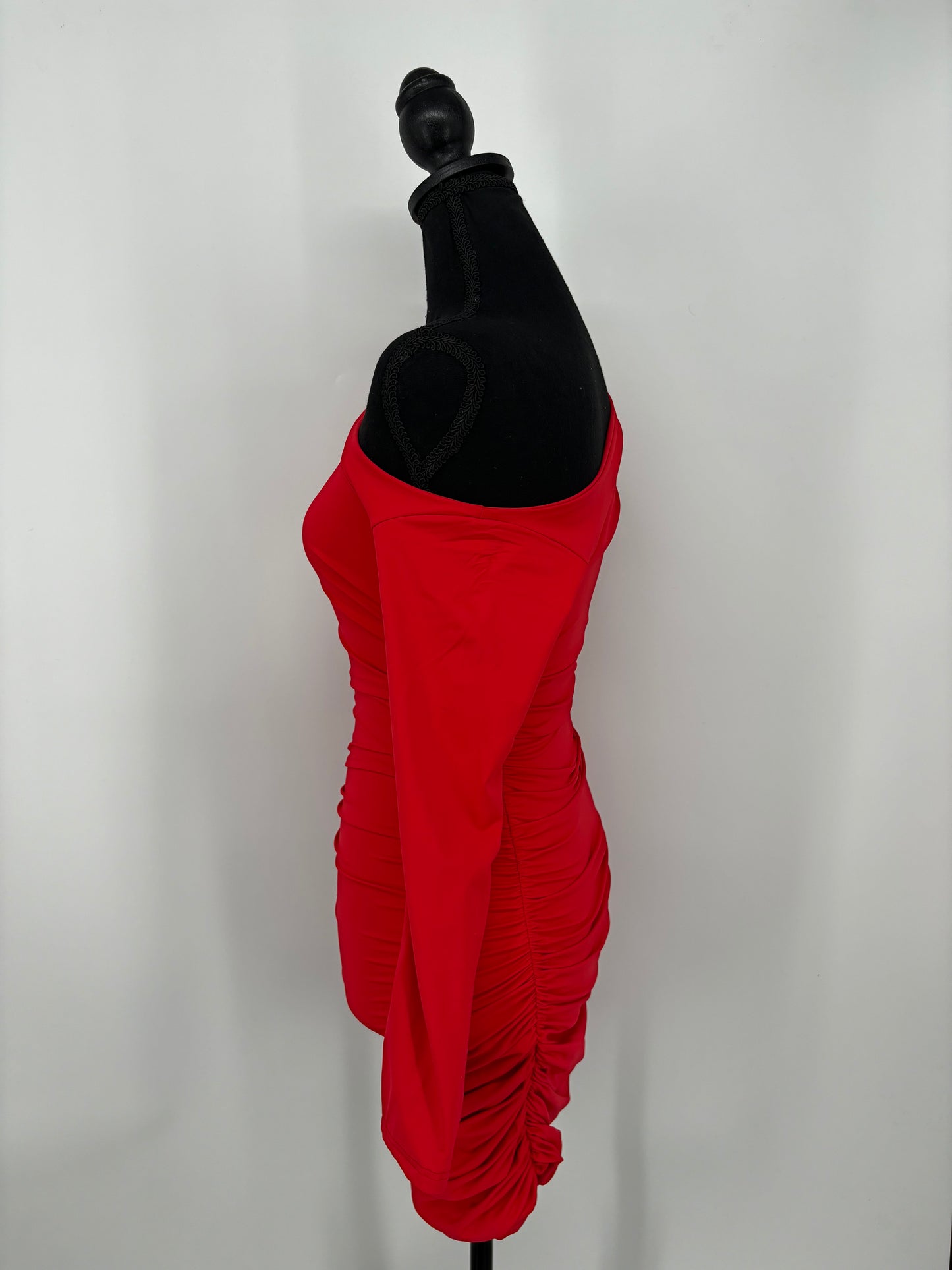 Women's Red One-Shoulder Long Sleeve Dress – Size S