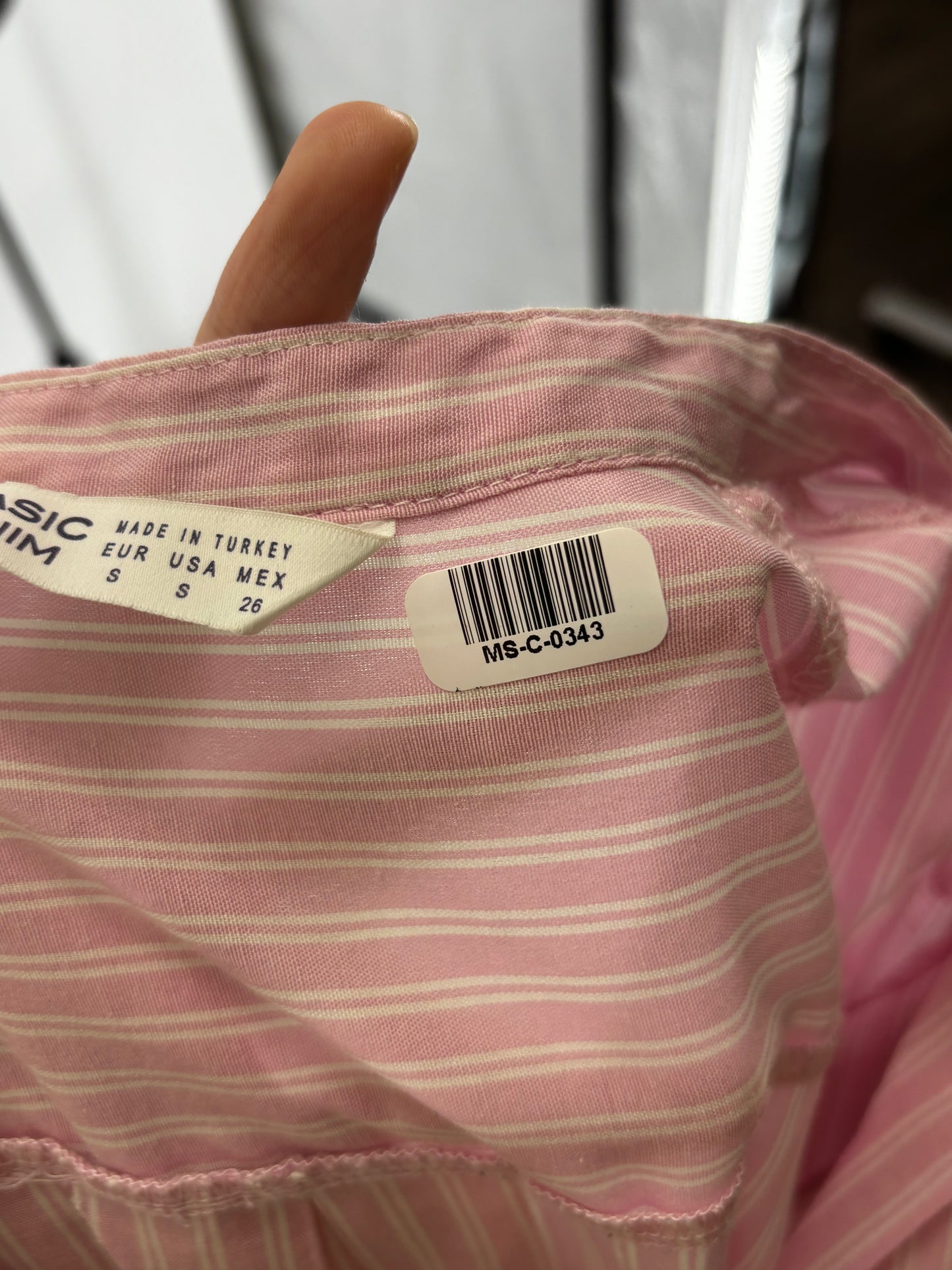 Women's Pink Striped Shirt Dress – Size S