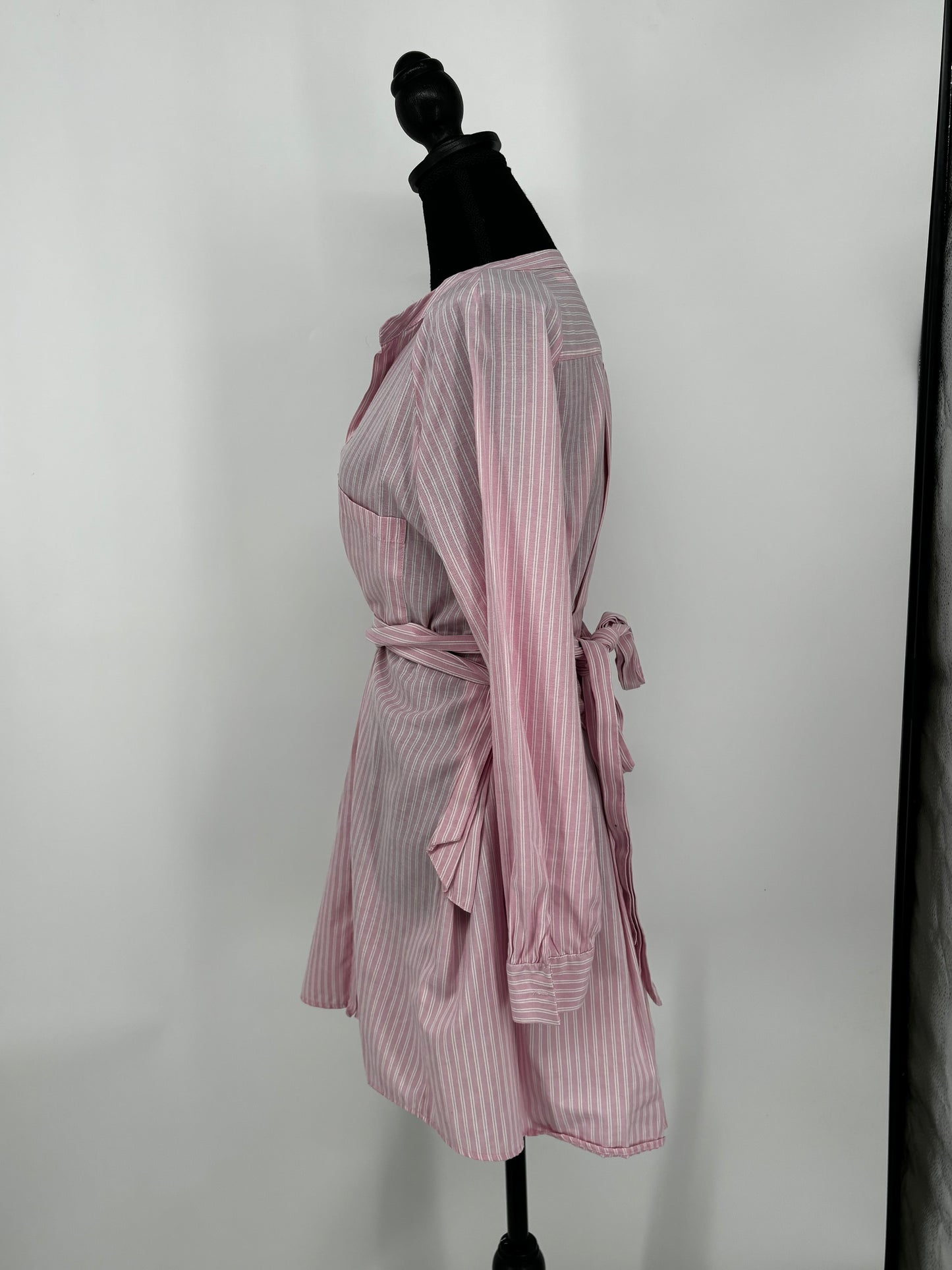 Women's Pink Striped Shirt Dress – Size S