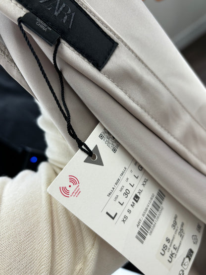 ZARA Women's Gray Silk Midi Skirt – Size L