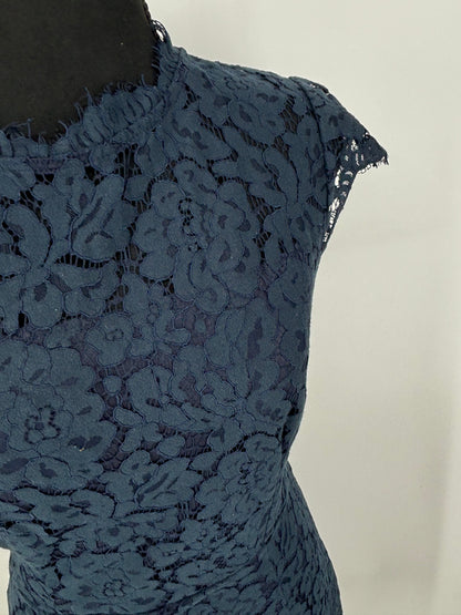 Merokeety Women's Dark Blue Lace Print Dress – Size S