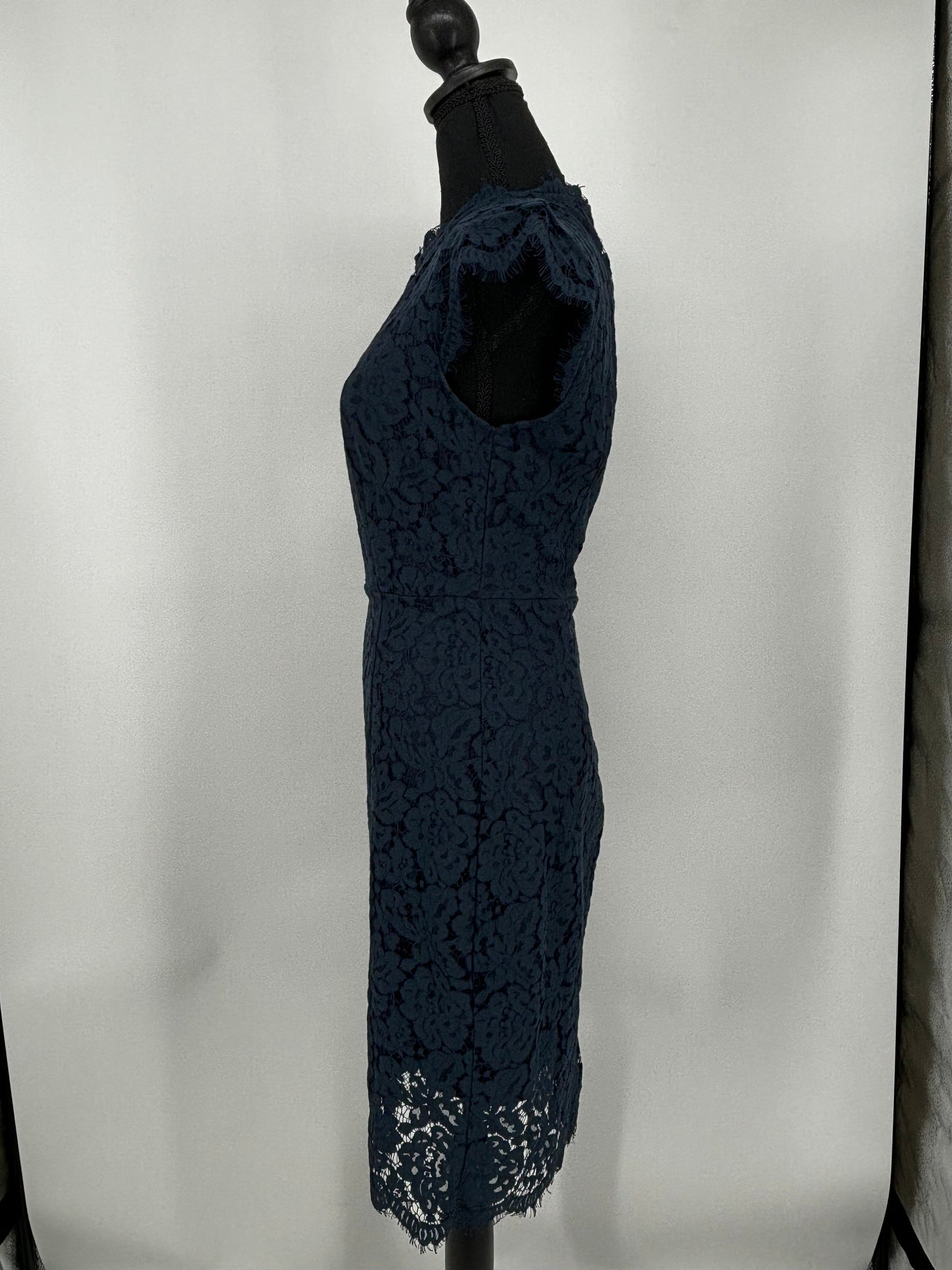 Merokeety Women's Dark Blue Lace Print Dress – Size S