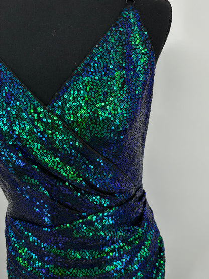 Women's Teal Fitted Sequin Dress – Size M