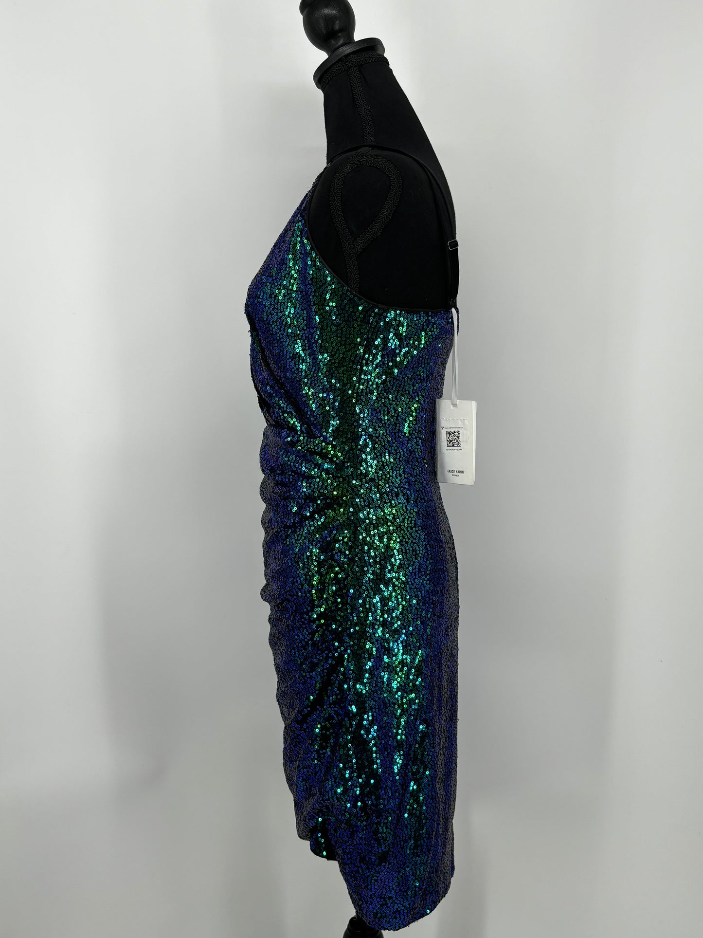 Women's Teal Fitted Sequin Dress – Size M