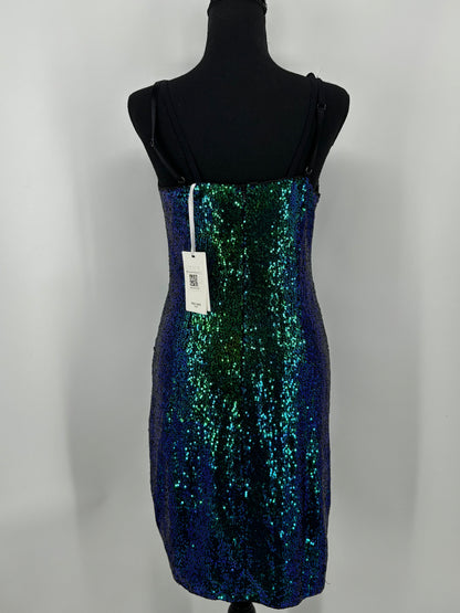 Women's Teal Fitted Sequin Dress – Size M