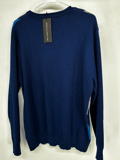 KALLSPIN Men’s Blue Plaid Knit Sweater – Size L