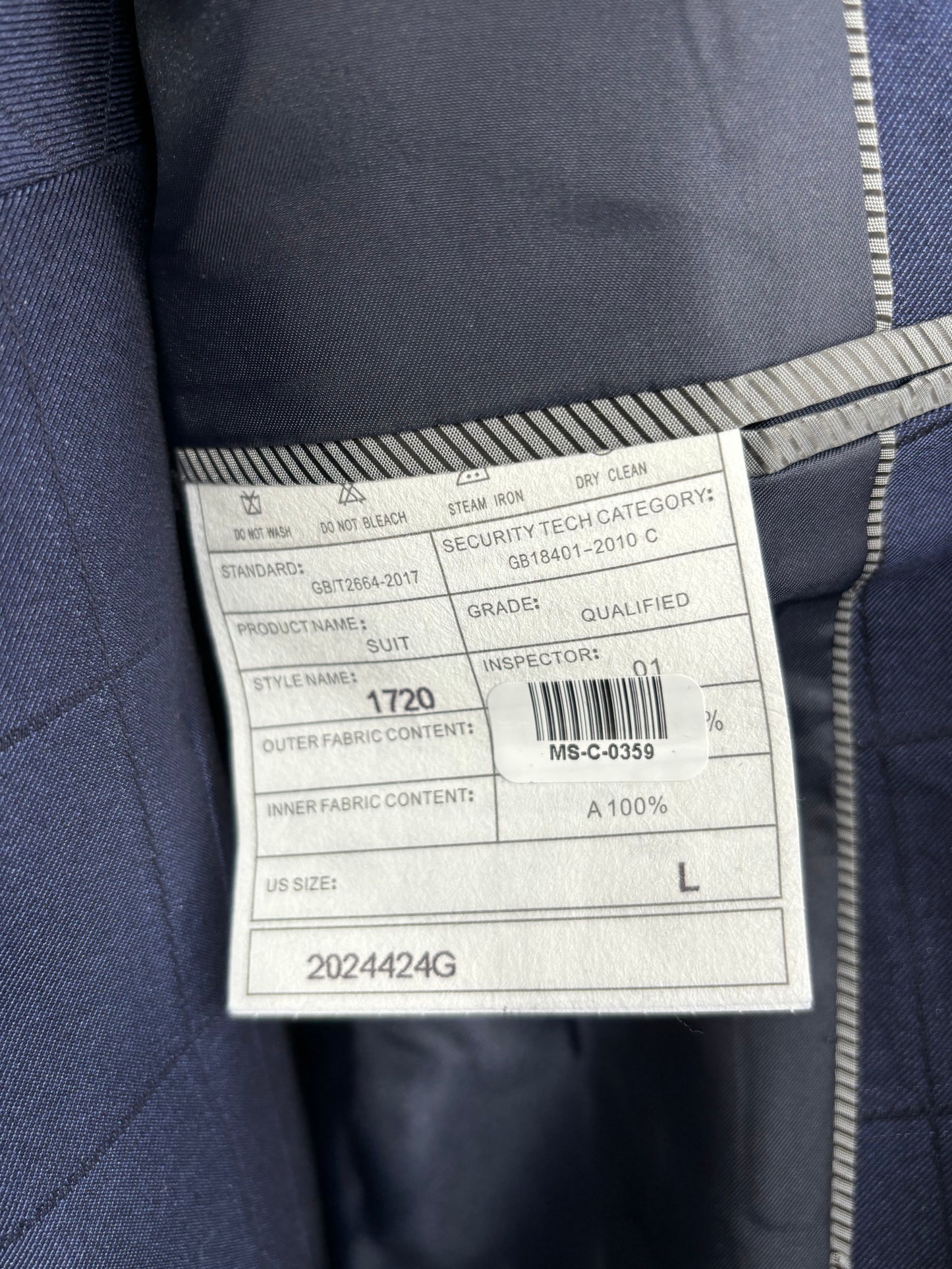 Men’s Blue Checkered Textured Blazer – Size L