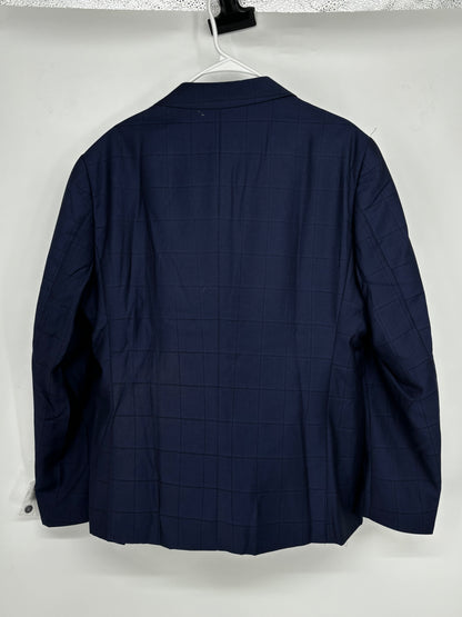 Men’s Blue Checkered Textured Blazer – Size L