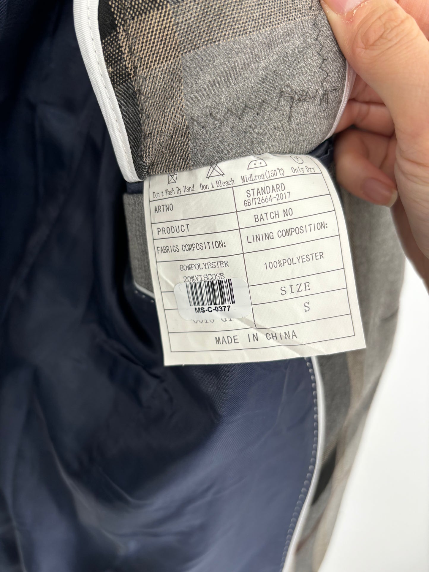 Men’s Gray Plaid Blazer – Size S