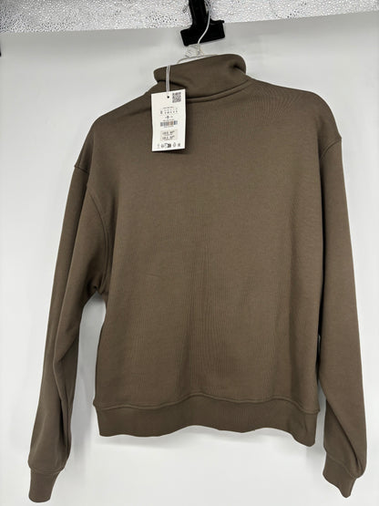 ZARA Men’s Brown Half-Zip Sweatshirt – Size M