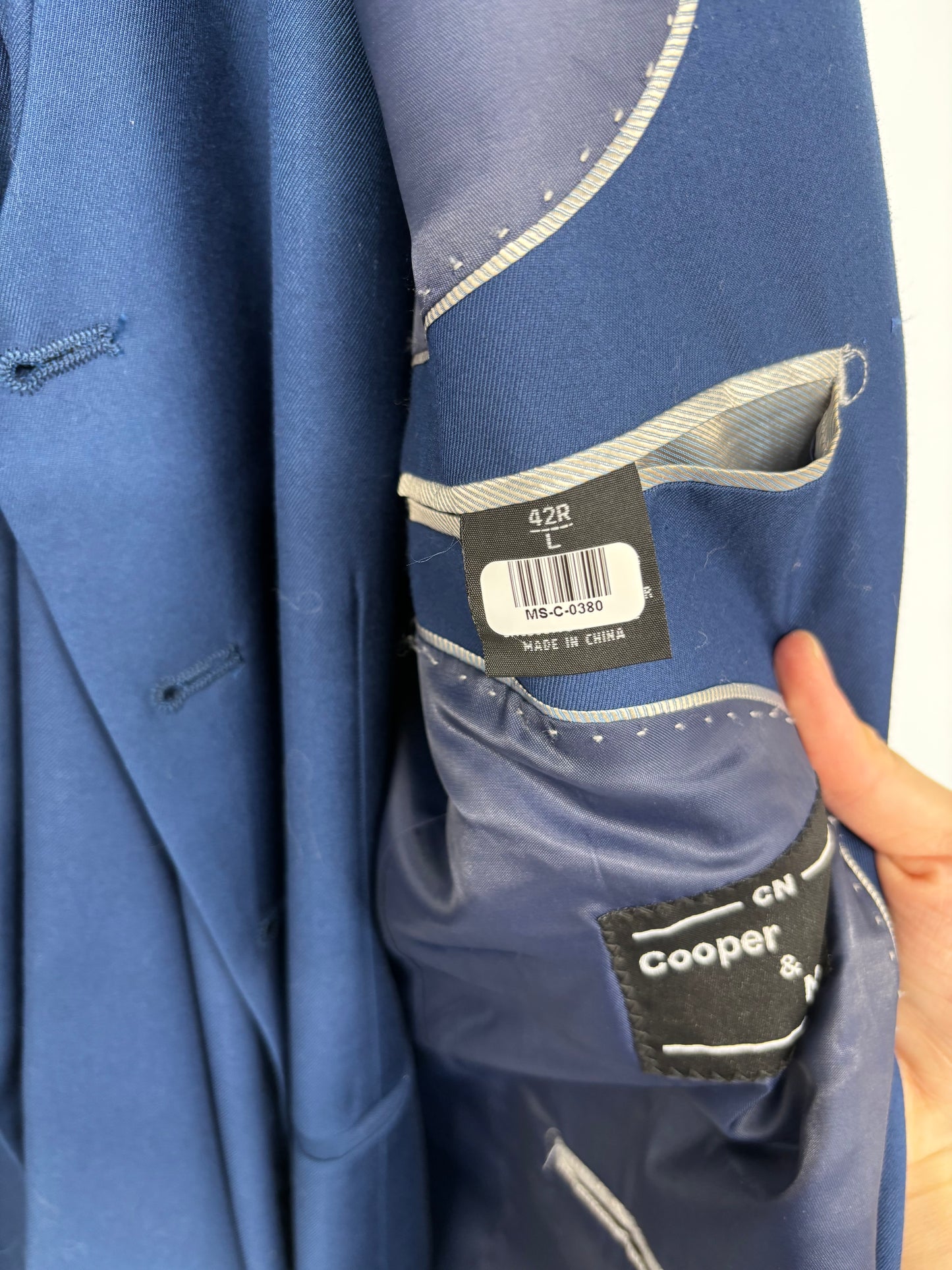 Men’s Blue Blazer with Metal Details – Size L