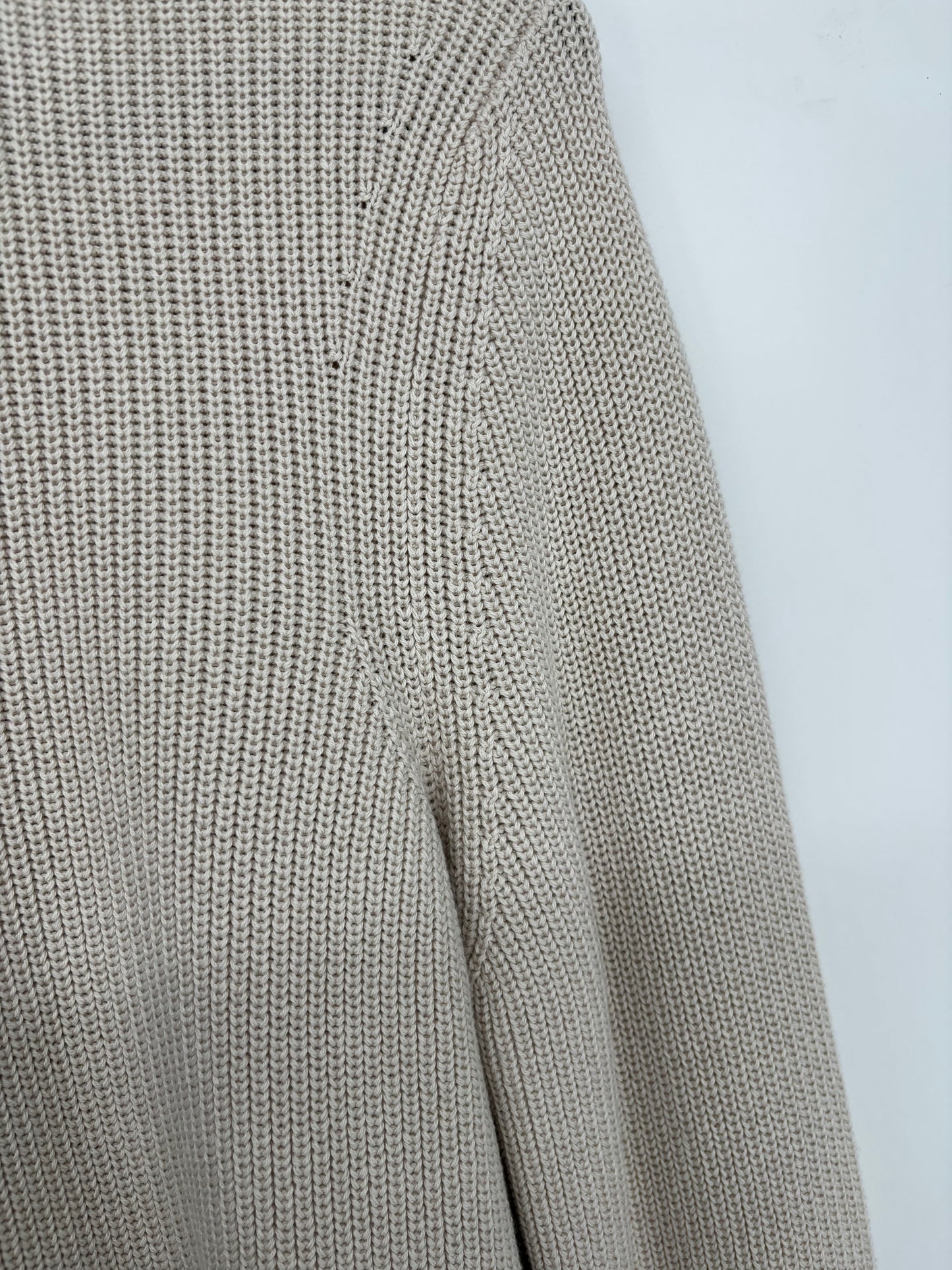 Men’s Beige Turtleneck Fine Knit Sweater – Size M