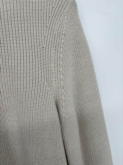 Men’s Beige Turtleneck Fine Knit Sweater – Size M