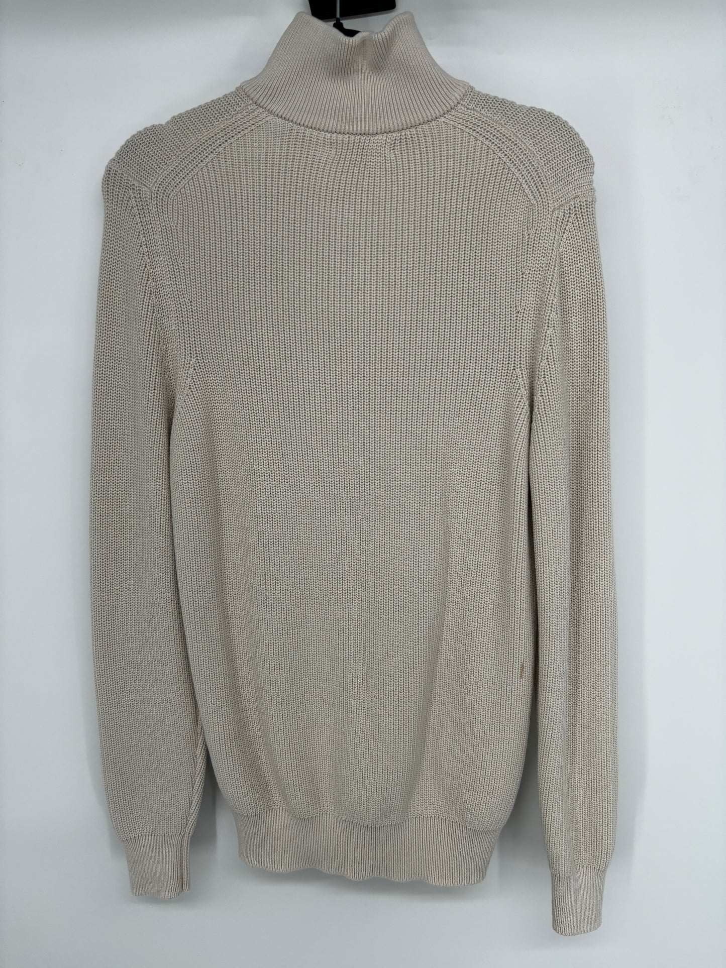 Men’s Beige Turtleneck Fine Knit Sweater – Size M