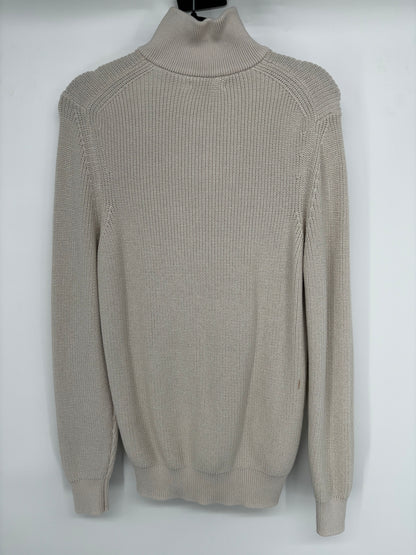 Men’s Beige Turtleneck Fine Knit Sweater – Size M