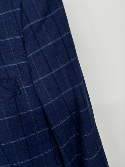 Men’s Blue Plaid Suit Set – Blazer & Pants, US Size 40