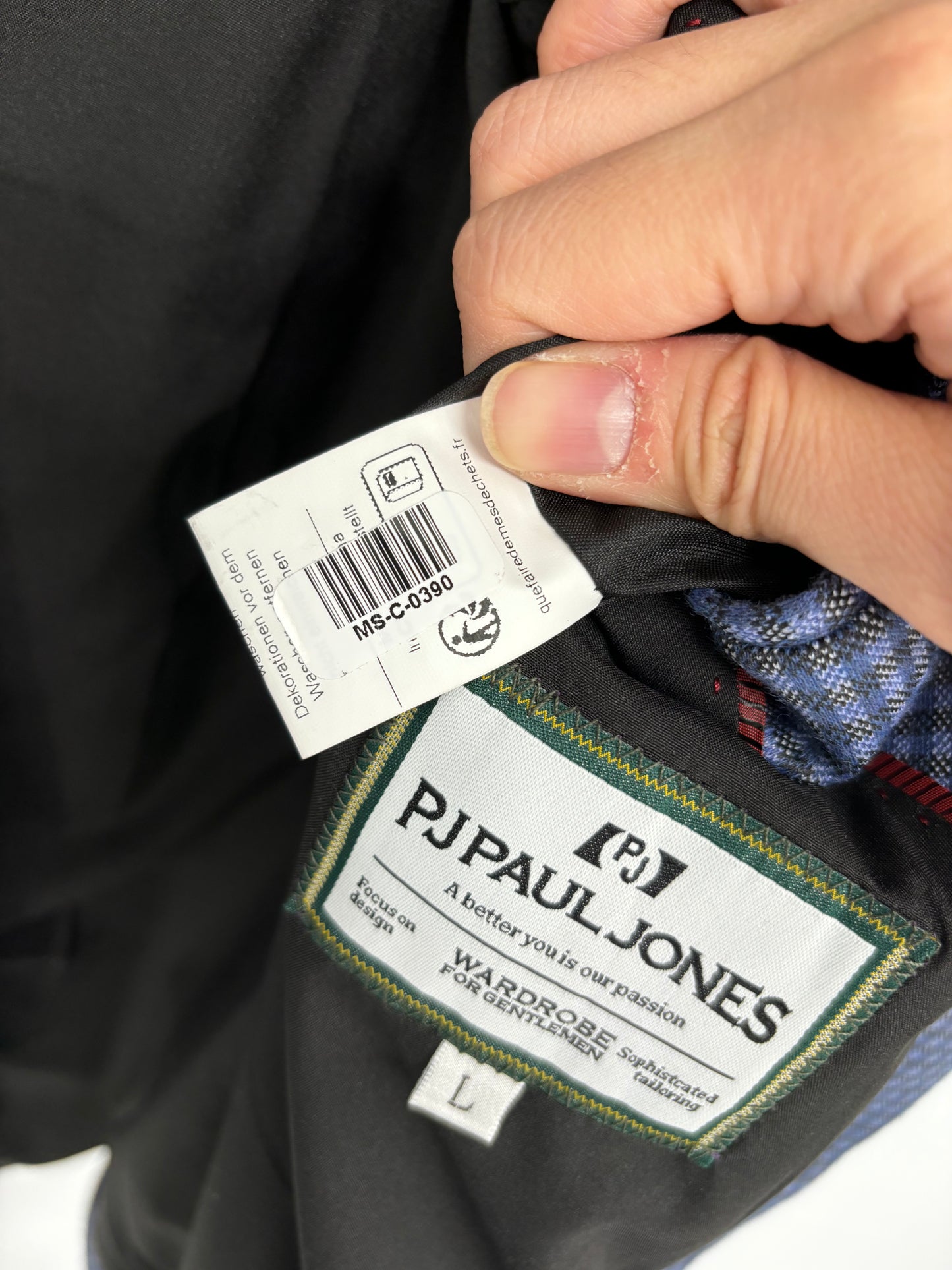 Men’s Blue Small Plaid Suit Jacket – Size XL