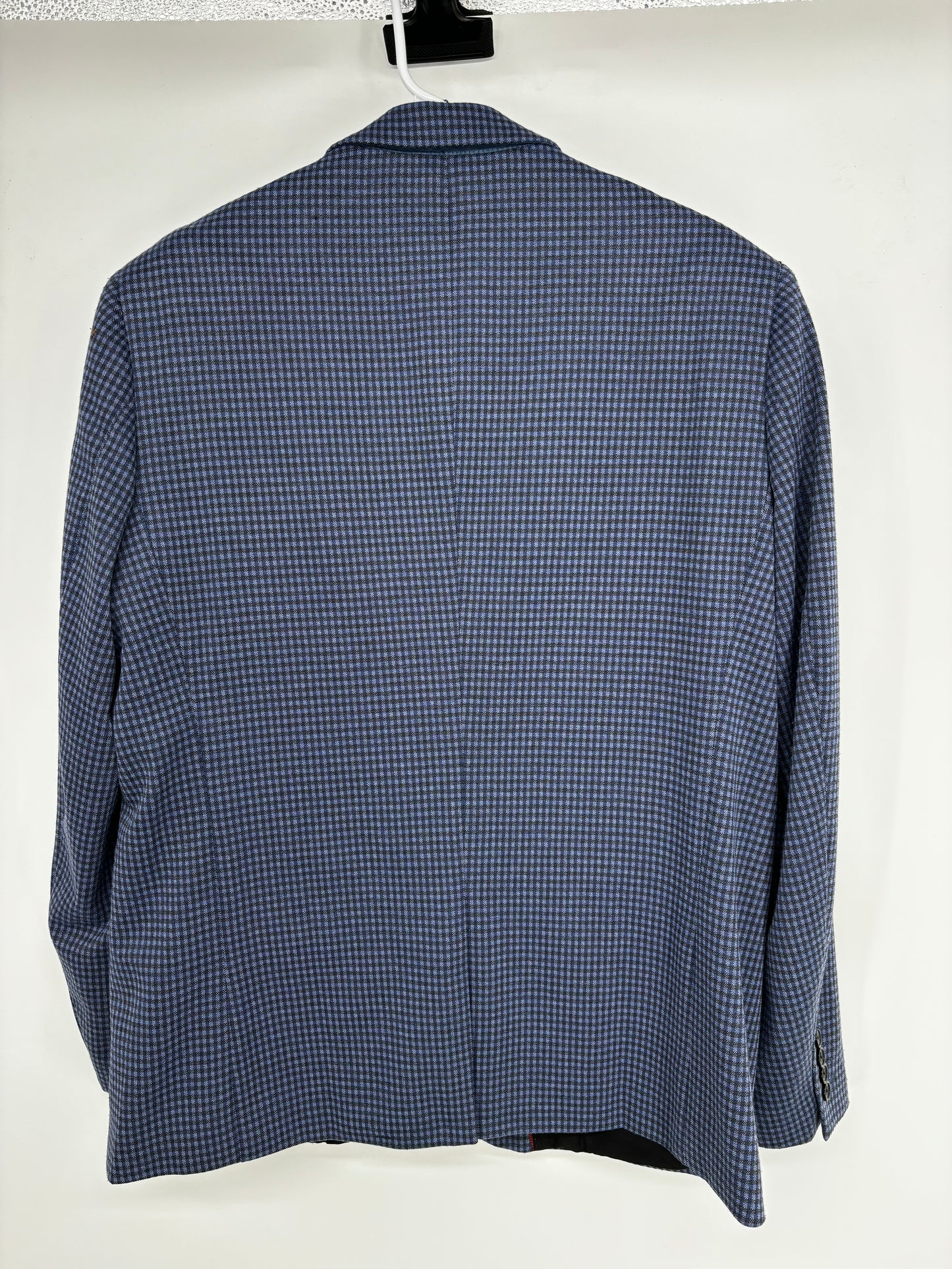 Men’s Blue Small Plaid Suit Jacket – Size XL