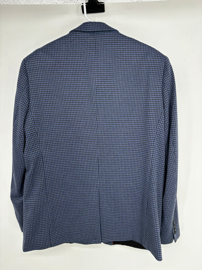 Men’s Blue Small Plaid Suit Jacket – Size XL