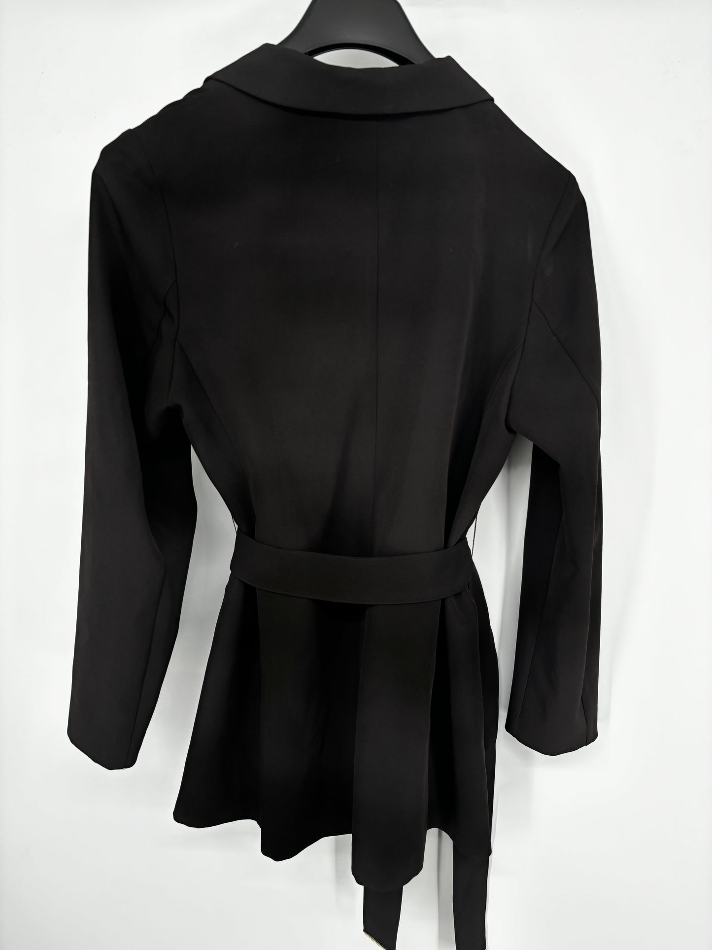 Women’s Black Short Coat with Belt – Size M