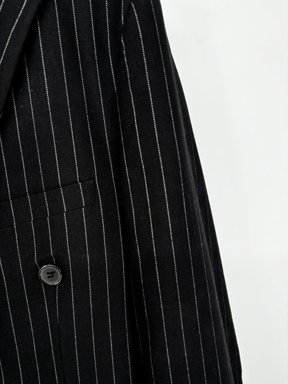 Men’s Black Pinstripe Blazer – Size L