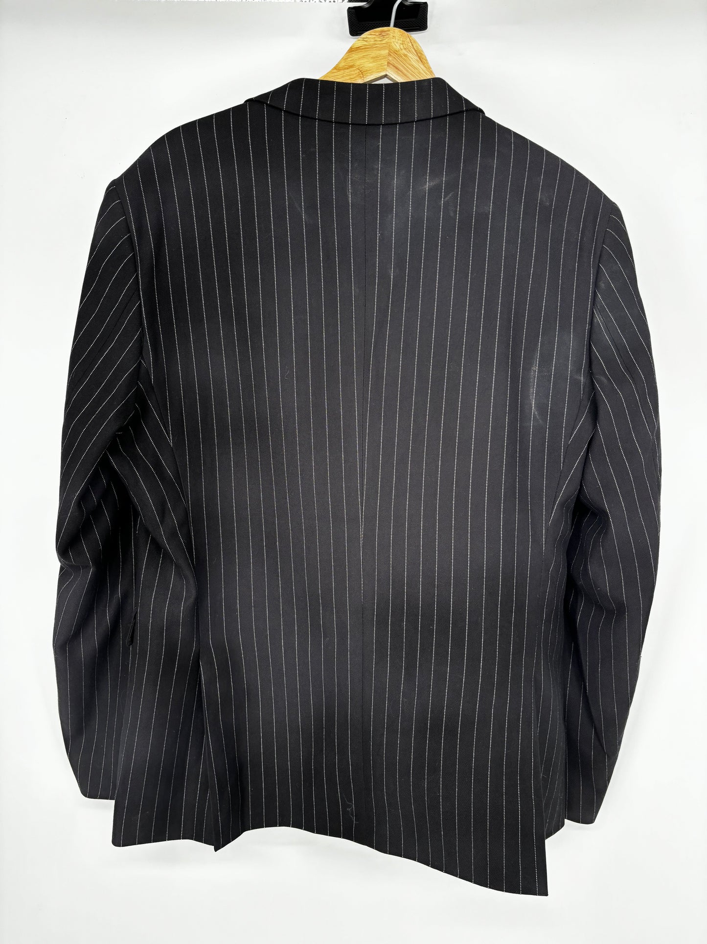Men’s Black Pinstripe Blazer – Size L