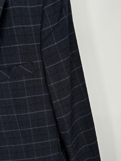 Men’s Navy Checkered Two-Piece Suit – Size 42