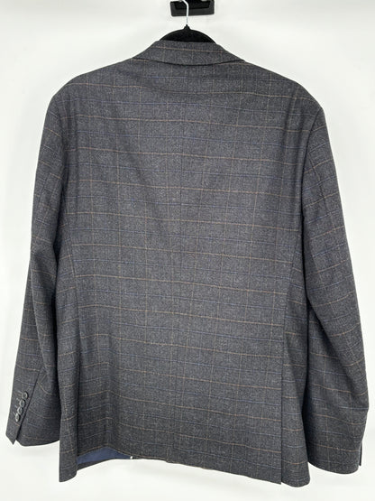 Men’s Dark Gray Plaid Blazer – Size M