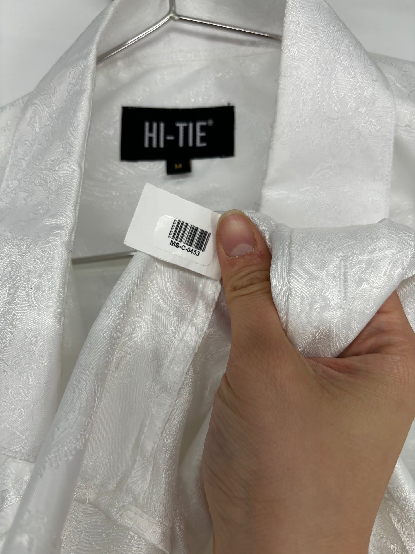 Men’s White Embroidered Shirt – Size M