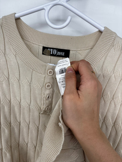 Men’s Light Brown Knit Short Sleeve Sweater – Estimated Size M