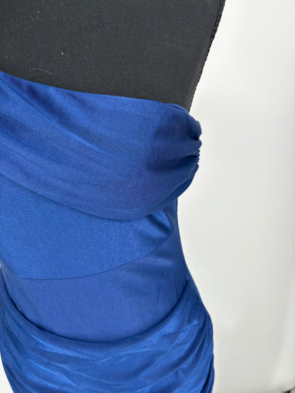 Women’s Blue Off-Shoulder Strapless Maxi Dress – Estimated Size M