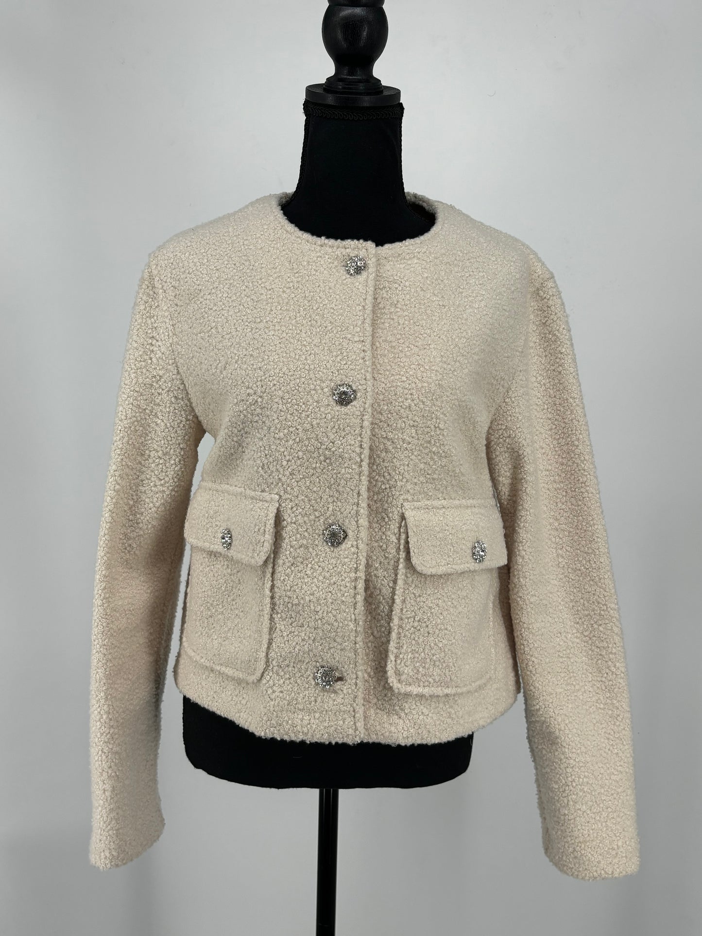 Women's White Soft Fleece Zip Jacket – Size M