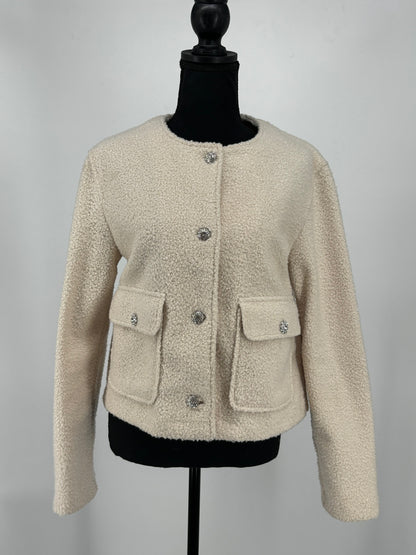 Women's White Soft Fleece Zip Jacket – Size M