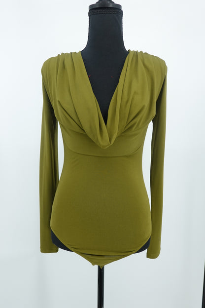 ZARA SHOULDER PAD DRAPEDBODYSUIT -Pistachio green size S