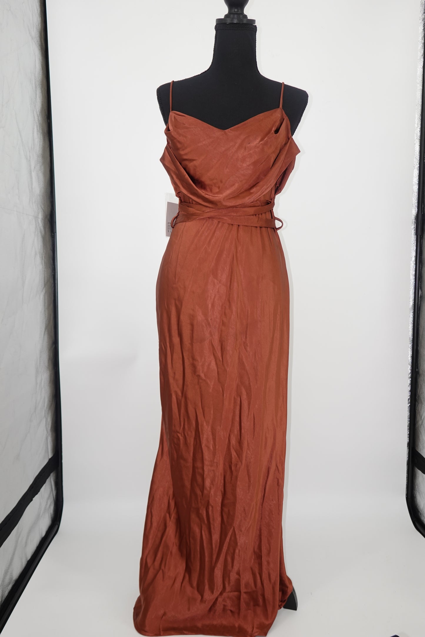 Women's Wine Red Satin Evening Dress – Size L