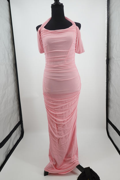 Women's Pink Fitted Formal Gown – Size M